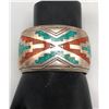 Image 7 : Dazzling Vintage Turquoise and Coral Inlay Bracelet