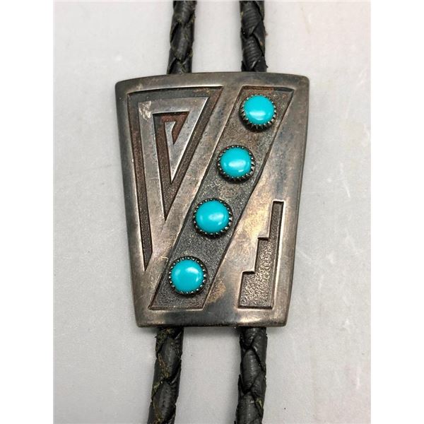 Bell Trading Post Turquoise and Sterling Silver Bolo Tie