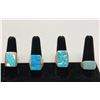 Image 1 : Group of Four Turquoise Inlay Rings