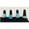 Image 2 : Group of Four Turquoise Inlay Rings