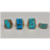 Image 7 : Group of Four Turquoise Inlay Rings