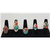 Image 1 : Group of Five Vintage Turquoise and Coral Rings
