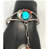 Image 3 : Three Piece Turquoise and Sterling Silver "Slave" Bracelet