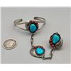 Image 5 : Three Piece Turquoise and Sterling Silver "Slave" Bracelet