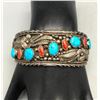 Image 7 : 70s Turquoise and Coral Bracelet