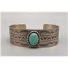 Image 1 : Turquoise and Sterling Silver Bracelet with Stamped Patterns