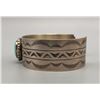 Image 5 : Turquoise and Sterling Silver Bracelet with Stamped Patterns