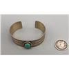 Image 7 : Turquoise and Sterling Silver Bracelet with Stamped Patterns