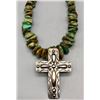 Image 1 : Chunky Turquoise Necklace With Sterling Cross Pendant
