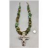 Image 2 : Chunky Turquoise Necklace With Sterling Cross Pendant