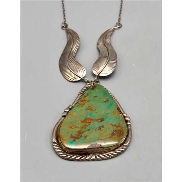 Gorgeous Green Turquoise and Sterling Silver Necklace