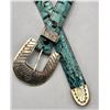 Image 1 : Blue Gator Leather Belt and Sterling Silver Buckle Set