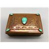 Image 1 : Vintage Navajo Copper Box with Turquoise and Hand Stamped Designs