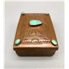 Image 6 : Vintage Navajo Copper Box with Turquoise and Hand Stamped Designs