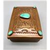 Image 8 : Vintage Navajo Copper Box with Turquoise and Hand Stamped Designs