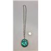 Image 2 : Vintage Sterling Silver and Turquoise Inlay Pendant with Handmade Chain