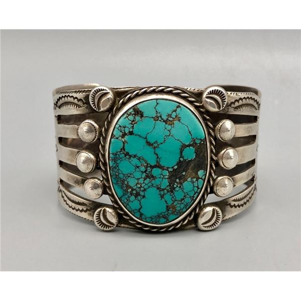 Tantalizing Turquoise and Sterling Silver "Statement" Bracelet