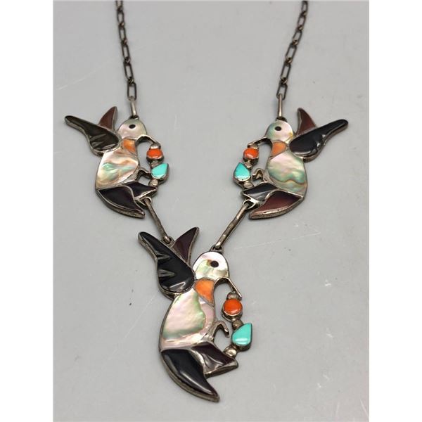 Edward Leekity Hummingbird Inlay Necklace