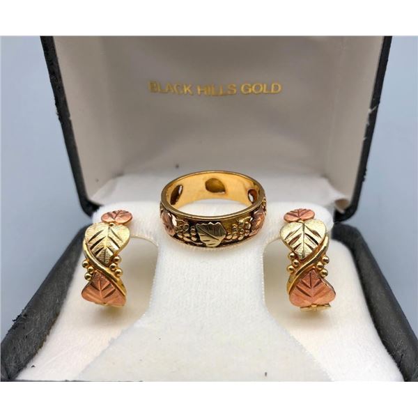 Black Hills Gold Ring and Earrings