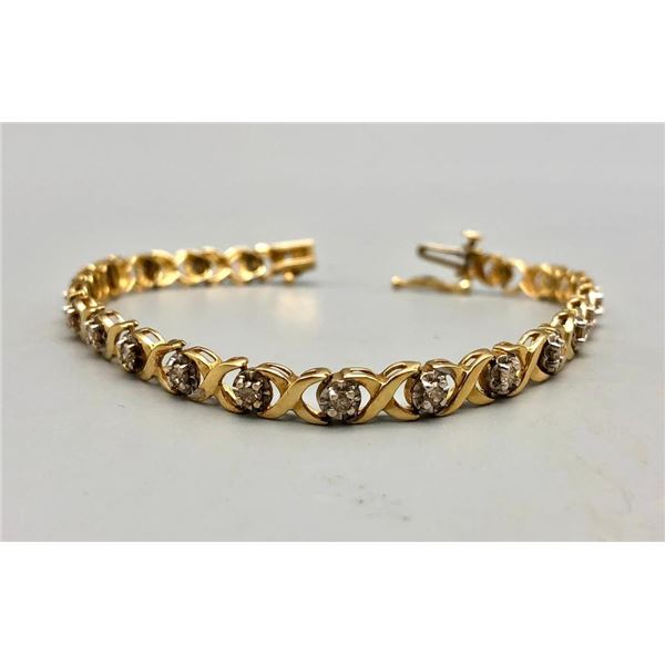 Gold and Diamond Tennis Bracelet