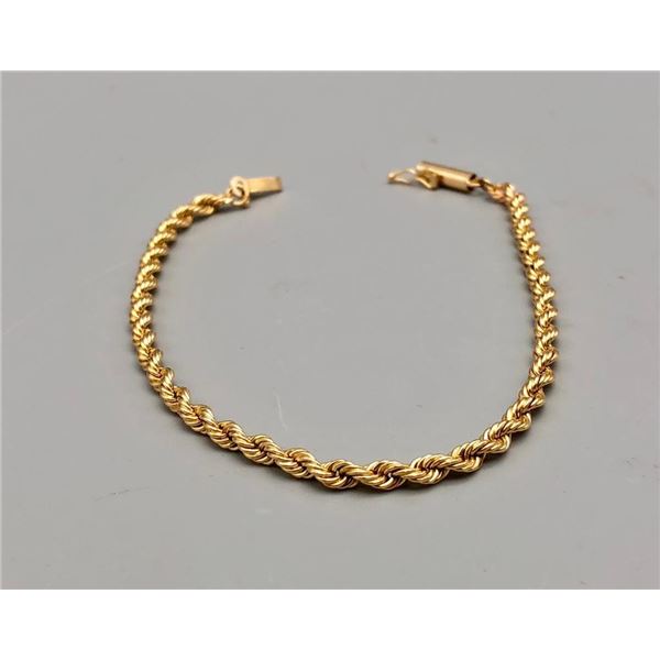 14k Gold Rope Bracelet