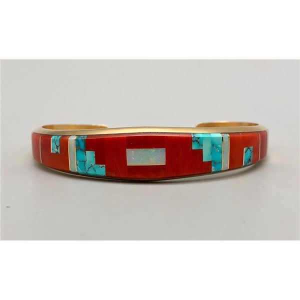 Wonderful Wayne Muskett 14k Gold Inlay Bracelet