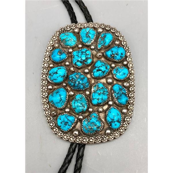 Kingman Turquoise Cluster Bolo Tie