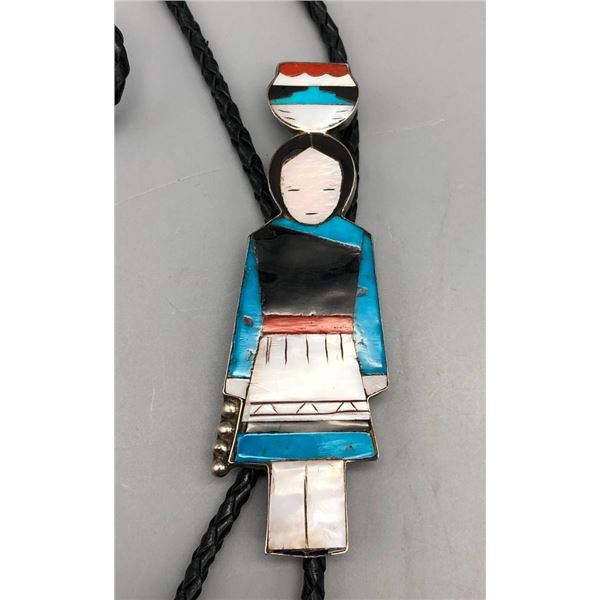 Zuni Maiden Inlay Bolo Tie