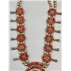 Image 11 : Double Sided Coral and Turquoise Squash Blossom Set