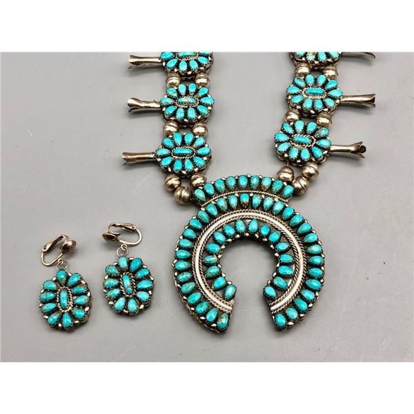 Double Sided Coral and Turquoise Squash Blossom Set