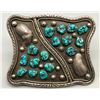 Image 1 : Vintage Turquoise and Sterling Silver Belt Buckle- Signed