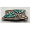 Image 2 : Vintage Turquoise and Sterling Silver Belt Buckle- Signed