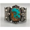 Image 1 : Retro Style Turquoise and Sterling Silver Bracelet by Dean Sandoval Jr