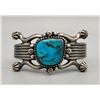 Image 1 : Turquoise and Sterling Silver Bracelet -Retro Style