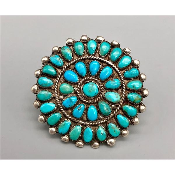 Large Turquoise Cluster Ring