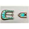 Image 1 : Older Turquoise Inlay Belt Buckle with Tip