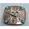 Image 1 : 1930s Turquoise and Sterling Silver Buckle