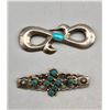 Image 3 : Group of Four Vintage Sterling Silver and Turquoise Pins