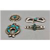 Image 5 : Group of Four Vintage Sterling Silver and Turquoise Pins