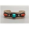 Image 1 : Fairly Early Tommy Singer Turquoise and Coral Bracelet