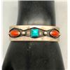 Image 8 : Fairly Early Tommy Singer Turquoise and Coral Bracelet