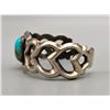 Image 4 : Vintage Sandcast Sterling Silver and Turquoise Bracelet