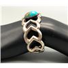 Image 8 : Vintage Sandcast Sterling Silver and Turquoise Bracelet