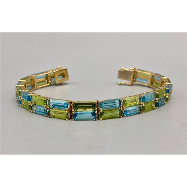 14k Gold Topaz and Peridot Tennis Bracelet