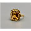 Image 1 : 18k Gold and Emerald Cut Citrine Ring