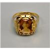 Image 2 : 18k Gold and Emerald Cut Citrine Ring