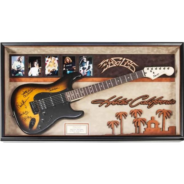 Signed and Framed Eagles Hotel California Guitar