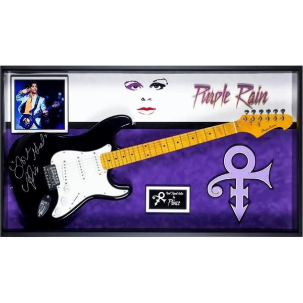 Signed and Framed Prince Purple Rain Guitar