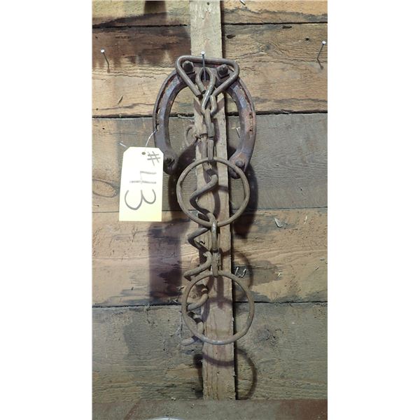 OLD HORSESHOE SCREW ANCHOR & RINGS