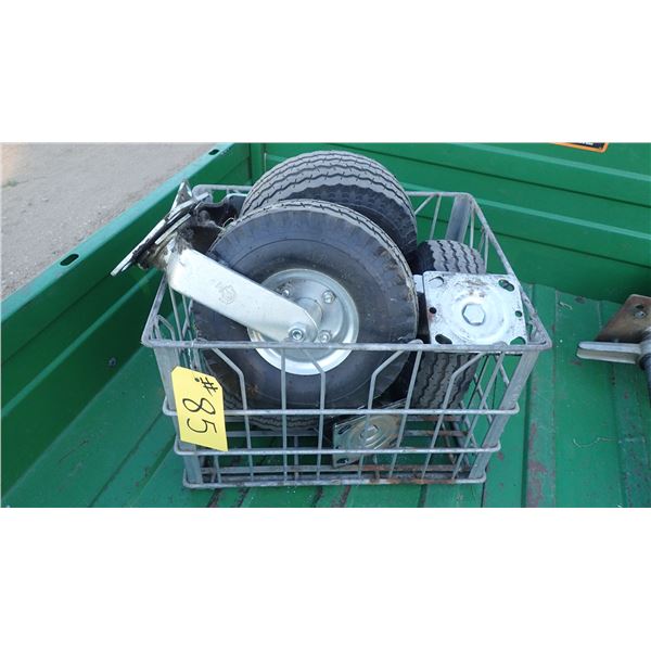 FOUR PNEUMATIC CASTER WHEELS TWO WITH BRAKES TIRE SIZE 4.10/3.50-4